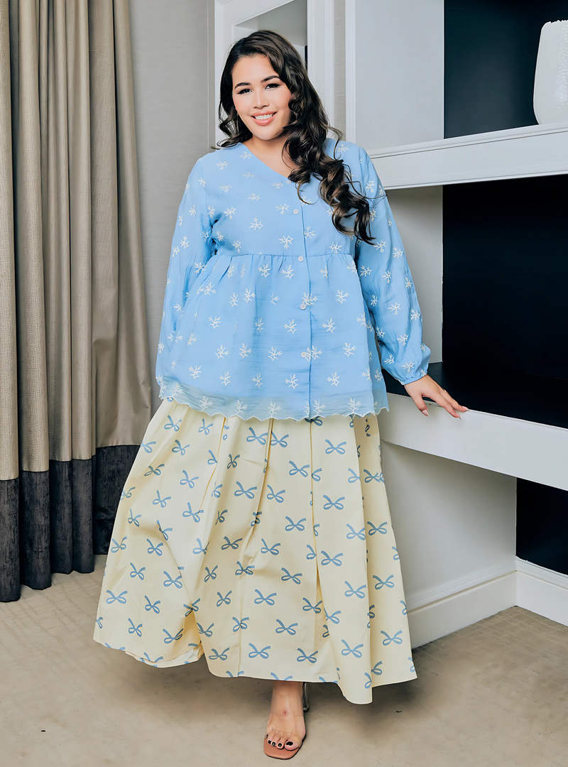 Lily Poplin Skirt - Blue Coquette